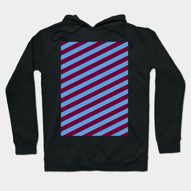 Aston Villa Claret and Blue Angled Stripes Hoodie by Culture-Factory